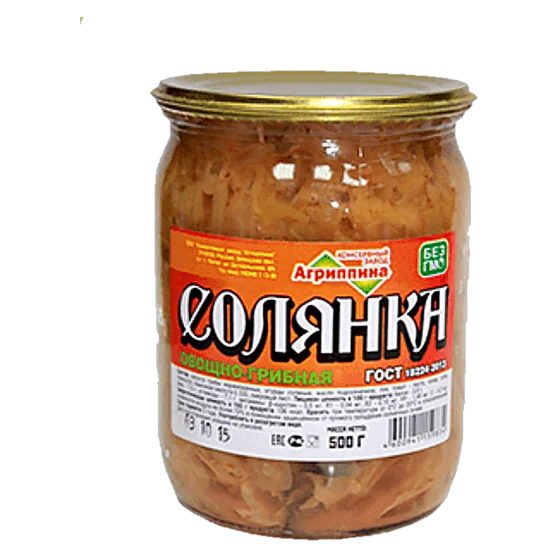 Солянка овощно-грибная — консервы «Агриппина», стеклянная банка
