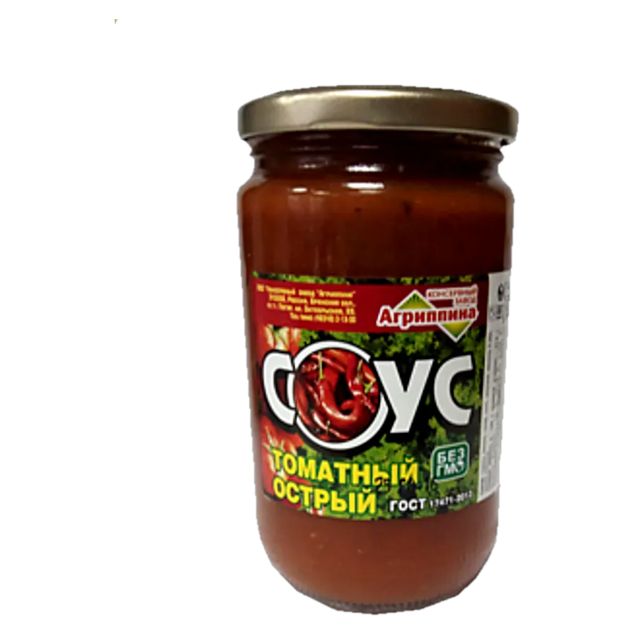 Соус томатный острый — консервы «Агриппина», стеклянная банка с этикеткой